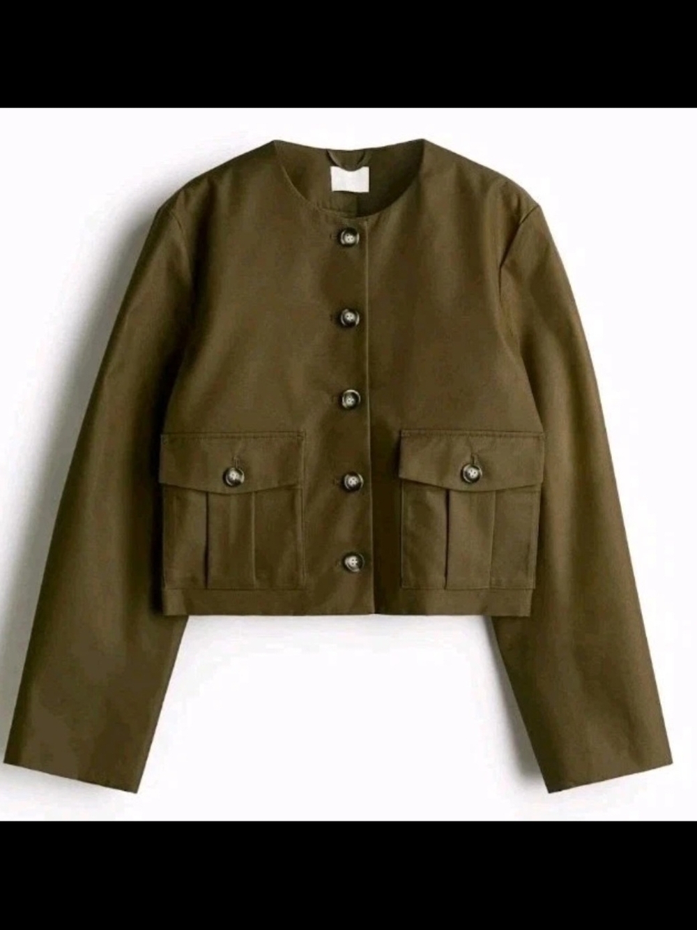 H&M Olive Green Cropped Utility Jacket